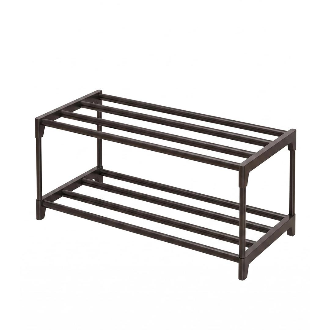 RILBOX Long Metal Shoe Rack Wide Stackable Under The Bed Shoe Storage Shelf Organizer for Closet, Entryway, Bedroom, Floor 2 Tier - 29.5" W Hold 8 Pairs