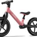 Ridego 14 Inch Balance Bike for Kids 36 Years, Lightweight Toddler Bike with Air Rubber Tires, Adjustable Seat, Durable Push Bicycle Gift for Boys & Girls (Pink)
