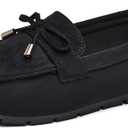 Loafers for Women Slip On Flats Comfortable Business Dressy Casual Non Slip Work Walking Office Loafers Shoes (9, Black Suede/A01)