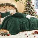 Litanika California King Size Comforter Set Emerald Green, 3 Piece Cal King Dark Green Boho Tufted Bedding, Forest Green Oversized Farmhouse Bed Set with 2 Leaf Pattern Pillowcases104x96In