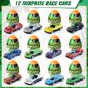 Cleboen Race Car Surprise Egg Set for Kids, 12 Pack Blind Eggs with Alloy Race Car Toys Inside, Ideal Birthday Gift for Boys, Easter Egg Hunt Basket Stuffers Filler, Easter Gifts Party Favors
