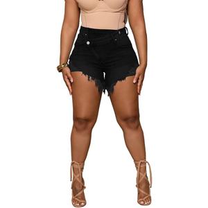 PINSV Women's High Waisted Crossover Denim Shorts (X-Large, Black) PINSV Women's High Waisted Crossover Denim Shorts (X-Large, Black)