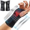 Rakiie 2 Pack Carpal Tunnel Wrist Braces, Adjustable Wrist Support Splint for Night Sleep & Daytime Working, Hand Braces Pain Relief for Arthritis, Typing & Pregnancy, Men & Women (Gray, L)