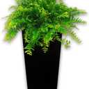 Elly Dcor 22 inch Tall Plastic Planter with Drainage, Large Square Modern Pot, Lightweight,Extremely Durable for Outdoor, Indoors 22" x 12" Black