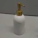 Natheeph 14OZ Ceramic Soap Dispenser Ceramic Soap Pump Dispenser Can Fill Liquid for Bathroom/Kitchen (White)