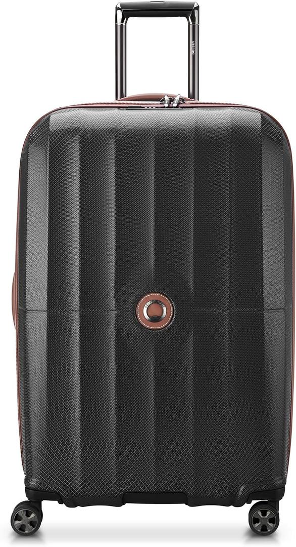 DELSEY PARIS Carrousel Hardside Expandable Luggage with Spinner Wheels, Black, Checked-Large 28 Inch