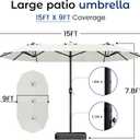 DomeShade Large 15FT Double Sided Patio Umbrella with Base Included,Ivory, Extra Large