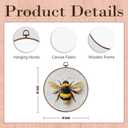 Vintage Bee Round Wall Art Framed, Neutral Moody Cottagecore Bee Round Wall Decor, Nature Insect Hanging Canvas Prints Wall Sculptures for Farmhouse Home Living Room Bedroom Decor, 10x10 Inch