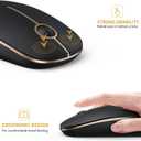 VssoPlor Wireless Mouse, 2.4G Slim Portable Computer Laptop Mouse with Nano Receiver Quiet Silent Optical Mice for Notebook, PC, Laptop, Computer-Black and Gold