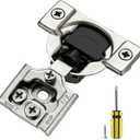 Ravinte 50 Pack 25 Pair 1/2 inch Overlay Cabinet Hinges Soft Close Hidden Door Hinge for Kitchen Cabinet Hinges Stainless Steel Adjustable Hinges Satin Nickel Cabinet Hardware