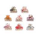 Floral Hair Clips for Women and Girls 8Pcs Small Acrylic Claw Clips Teeth Ponytail Holder Hair Accessories