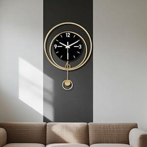 Decorative Wall Clock,Silent Non-Ticking Quality Quartz Movement Battery Operated,Large Wall Clocks for Living Room Kitchen Home Bathroom Bedroom Wall Decor,16x16inch, Gold