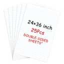 Lincia 25 Sheets Dry Erase Poster Board 24" X 36", Lined 1" Grid
