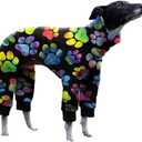 Cnkwei Dog Pajamas Medium Dog Paw Printed Greyhound Pajamas Jumpsuit Bodysuit (Black, Size: Medium)