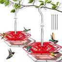 Hummingbird Feeders for Outdoors, Hummingbird Feeders with 30 Feeding Ports, Saucer Humming Bird Feeder Bee-Proof Leak-Proof No Drip, Easy to Clean and Refill (Red 2 Pcs)