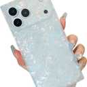 KERZZIL Elegent Pearl Pattern Compatible with iPhone Rectangle Edge Case, Slim Soft TPU Silicone Protective Bumper Cases Cover(Colorful Pearl,17 Pro Max)