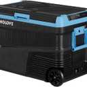 45L Car Refrigerator Freezer, -4~68 48QT Single Zone Portable Compressor Cooler with Reversible Door, Battery Slot, All-Terrain Wheels, 100240V AC / 12V / 24V DC Powered, LED Light  Ice Blue