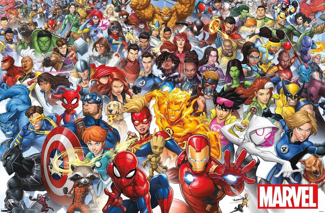 Marvel Comics The Marvel Lineup 2023 Wall Poster, 34L" x 22.4W", Unframed Version