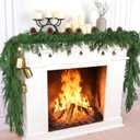 9 ft Christmas Artificial Cedar Garlands Real Touch Christmas Cedar Garland 3 Cow Bells with Bell Banner Xmas Realistic Faux Greenery Pine Garlands for Mantel Fireplace Stair Winter Decor