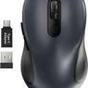 Trueque Wireless Mouse, 2.4GHz Ergonomic Mouse for Laptop & PC, Silent Portable Computer Mice with Back & Forward Buttons, USB-C Adapter for Windows/Mac, M01 (Gray)