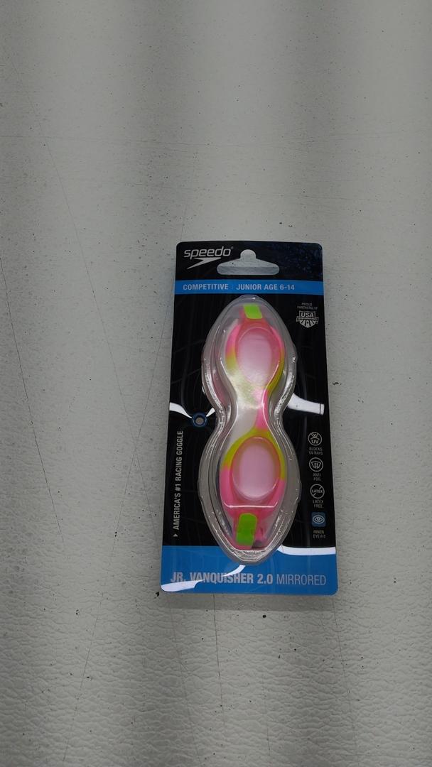 Speedo Junior Vanquisher 2.0 Swim Swimming Competition Stylish Goggles Pink-Yellow
