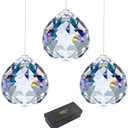 JIHUI Clear Glass Crystal Ball Prism Pendant Suncatcher 40 mm