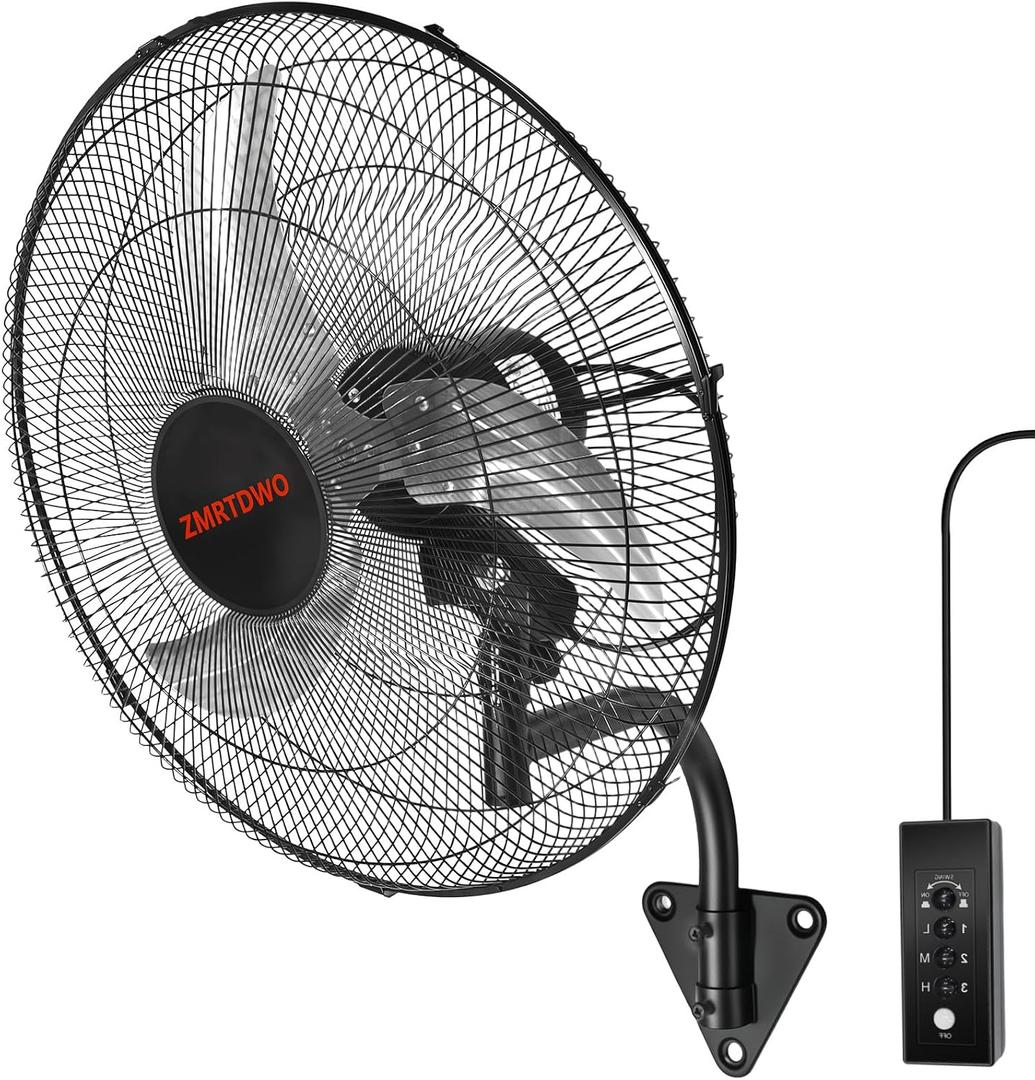 20 Inch Oscillating Wall Mount Fan, 3 Speed High Velocity Powerful, 90 Oscillation & 30 Tilt Cooling, Wall Fan for Home, Offices, Greenhouse, Workshop, Patio, Outdoor, Indoor ETL Certified