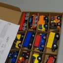 Giant bean 12Pcs Vehicles Battery Operated Train Car Set, Magnetic Mini Construction Set for Wooden Train Track, Bulk Car Toys for Toddlers Boys Girls Kids 3 4 5, Fits for Most Brands