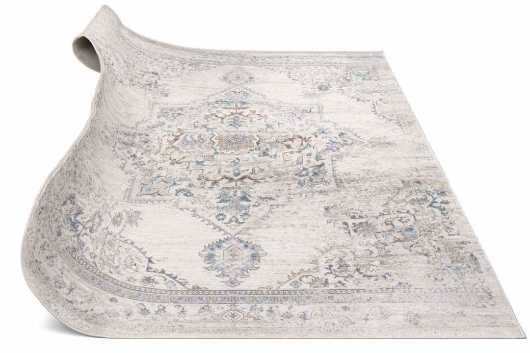 Persian Area Rug, Victoria, 7567a Ivory and Blue, Size 235x0320