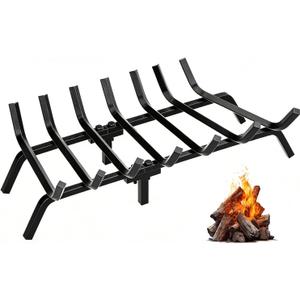 FEED GARDEN Fireplace Grate 30 inch Heavy Duty Fireplace Log Holder, 1/2" Solid Steel Bar Fire Pit Grate for Indoor Outdoor, Wood Stove Fireplace Accessories Wrought Iron Firewood Burning Rack