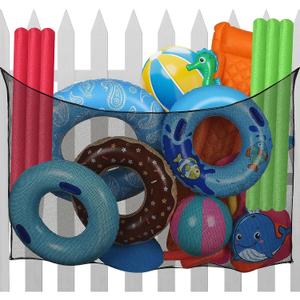 Pool Float Storage Net, Extra Large 110" * 47" Poolside Toy Net Floats Holder, Heavy Duty Mesh Pool Storage Bag Organizer for Inflatables Toy, Balls, Swimming Ring, Pool Accessories, L110 IN * H47 IN