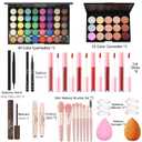 All in One Makeup Kit for Women Full Kit - 40 Colors Eyeshadow Palette, 15 Concealer Palette, Lip Gloss, Contour Stick, Brow Pencil, Eyeliner, Mascara & Mini Brush Set