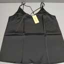 Ekouaer Womens Silk Satin Tank Tops V Neck Camisole Spaghetti Strap Top Summer Basic Blouse, M