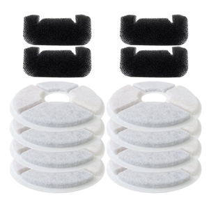 Cat/Pet Water Fountain Filters, 12 Pieces Set Pack of 8 Replacement Filter Fit for 81oz/2.4L, 3 Filtration System with 4 PreFilter Sponges