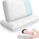 Memory Foam Pillows for Side, Back and Stomach Sleepers, Set of 2, Bed Pillow with Washable Cover and Breathable Mesh, Bed Pillow for Sleeping (GreyQueen Size)