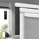 Motorized Blinds with Remote, [Free Solar Panels] Cordless Smart Blinds with Valance Cover, Blackout Electric Blinds with Remote Control, Automatic Roller Shades for Windows Light Gray 34" W x 72" H