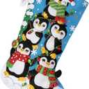 Bucilla, Penguin Tree Trimming, Felt Applique 18" Stocking Making Kit, Perfect for DIY Arts and Crafts, 89598E