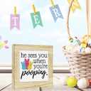 Easter Bathroom Decor for Home He Sees You When You're Pooping Bathroom Decor Easter Decorations for Toilet Restroom Washroom 6 x 6 inches