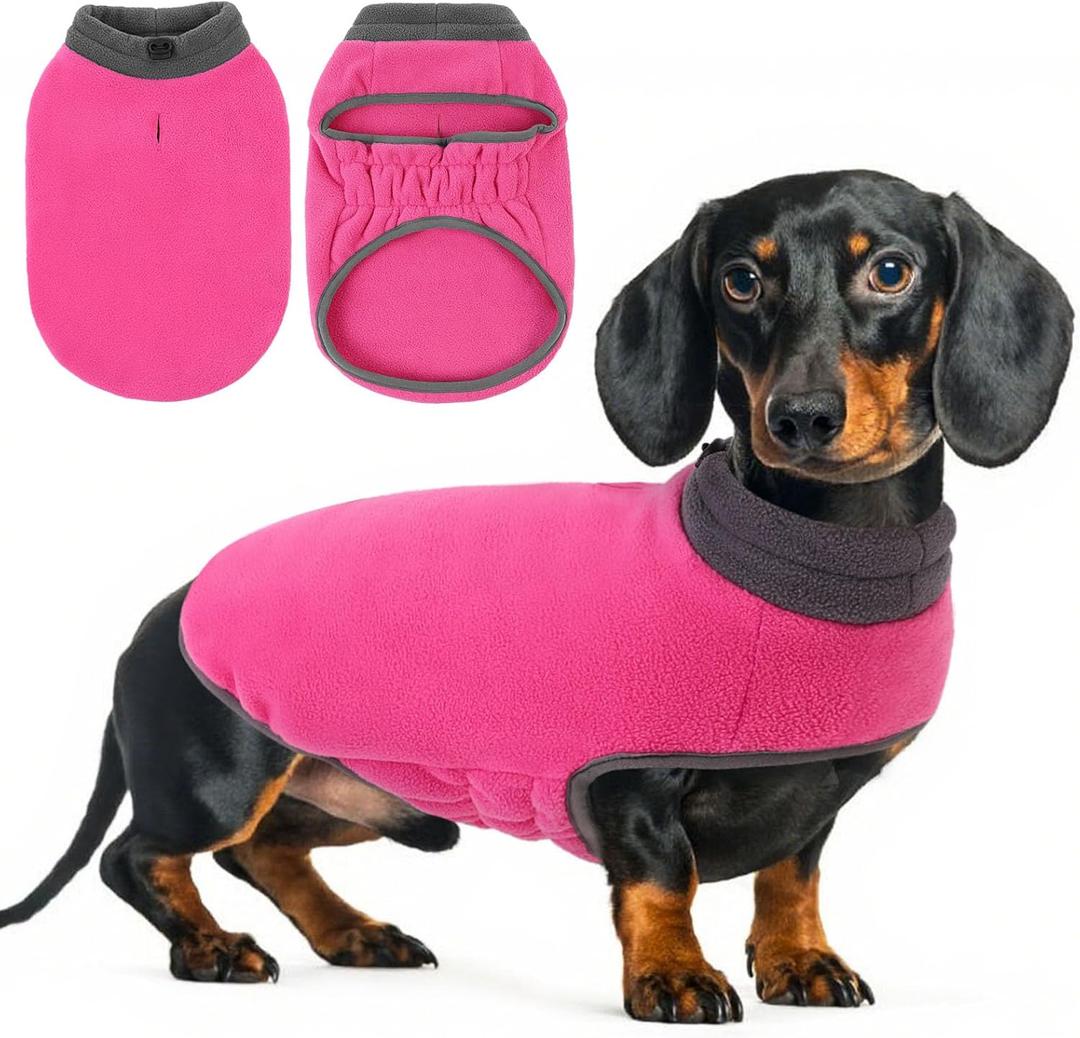 Queenmore Dog Sweater,Soft Fleece Vest Pullover Dogs Jacket with Elastic Stretchable,Warm Winter Dog Coats Cold Weather Doggy Dachshund Sweaters for Small Dogs Cats Boy or Girl (Pink, S)