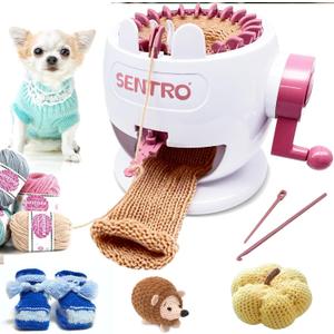 SENTRO 22 Needle Knitting Machine, Knitting Loom Set Round Weaving Loom for Kids, Bunny Shaped Smart Weaver, Hat Sock Scarf Loom, STEM Toys Arts and Crafts Knitting Kit for Girls (22 Needles)