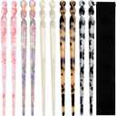 10 Pieces Acetate Hair Sticks Leopard Print Hair Pins, Tortoise Shell Hairpin Vintage Hair Chopsticks Retro Hairpins Disk, Hair Accessories for Women Girls (Vintage)