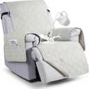 VANSOFY 100% Waterproof Recliner Chair Covers, Recliner Cover Non-Slip Dog Chair Cover Furniture Protector Washable Slipcover with Pocket, Elastic Straps for Pets, Dogs(Off White, 22")