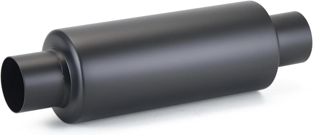 A-KARCK 2.25" Inlet Exhaust Resonator, 2.25" Inlet 2.25" Outlet 13.8" Overall Length Muffler Resonator Stainless Steel,Polished (Black)