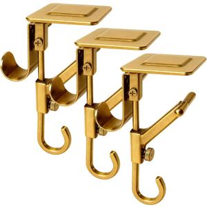 Fireplace Stocking and Garland Hanger, 2 in 1 Mantel Hangers for Garland, No Drill, Heavy Duty Adjustable Garland Hangers for Mantle, Christmas Mantle Garland & Stocking Holder (Gold, 3PCS)