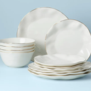 Lenox Dinnerware Set, Blue Bay 12-Piece Set, Service For 4, White Porcelain, Plates And Bowls Sets, Dishwasher And Microwave Safe, Home & Kitchen, Dish Plate, Dishes (White, 12 Piece)