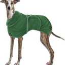 Tuff Pupper Fast Drying Dog Bath Robe | 800 GSM Plush Dog Towel Bathrobe/Dressing Gown | Super Absorbent Pet/Puppy Bathrobe | Adjustable Hood & Belly Strap | Super Soft | Fast Drying (XXL, Green)