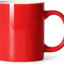 Smilatte 11 oz Porcelain Coffee Mug, Classic Ceramic Cup with Hanlde for Latte Cappuccino Tea, Red