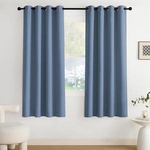 NICETOWN Stone Blue Blackout Curtains 72 inch Long, Thermal Insulated Grommet Privacy Energy Saving Shades for Bedroom, Living Room, Bathroom, Laundry, Patio, Closet, 2 Panels, W52 x L72