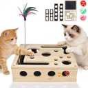 Cat Nail File Scratcher & Enrichment Box - Interactive Scratch Puzzle Maze Toy with Cat Wand & 3 Bell Balls - Stress-Free Nail Care for Indoor Cats - Alternative to Clippers (black)