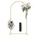6.6FT Metal Wedding Arch Stand Gold Square Arched Backdrop Frame for Party Ceremony Valentines Day Birthday Bridal Baby Shower Garden Floral Balloon Arch Decoration